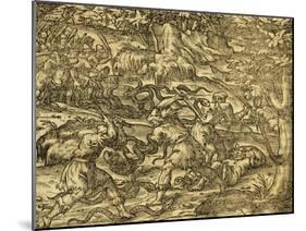 Hunting Snakes in Northern Bosnia, Engraving from Universal Cosmology-Andre Thevet-Mounted Giclee Print