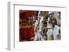 Hunting trophies and chili peppers on market stall, Santa Fe, New Mexico, USA-null-Framed Photographic Print