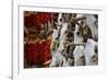 Hunting trophies and chili peppers on market stall, Santa Fe, New Mexico, USA-null-Framed Photographic Print