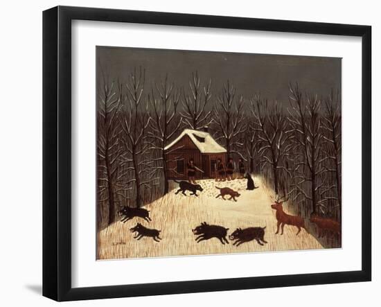 Hunting (Winter with Dogs)-Louis Vivin-Framed Art Print
