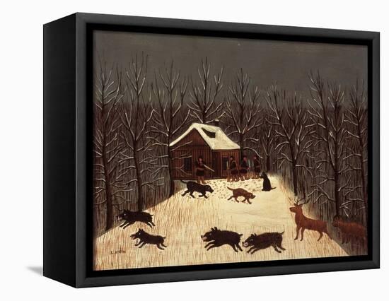 Hunting (Winter with Dogs)-Louis Vivin-Framed Stretched Canvas