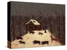 Hunting (Winter with Dogs)-Louis Vivin-Stretched Canvas