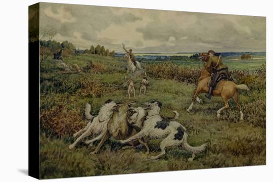 Hunting with Borzois, 1937-Ernest Ernestovich Lissner-Stretched Canvas