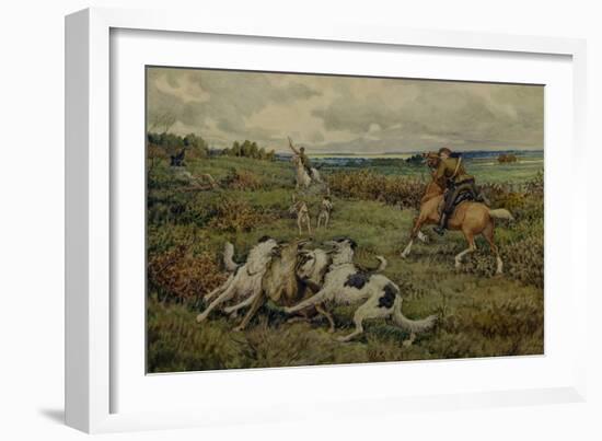 Hunting with Borzois, 1937-Ernest Ernestovich Lissner-Framed Giclee Print