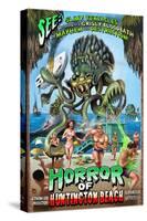 Huntington Beach, California - Alien Attack Horror-Lantern Press-Stretched Canvas