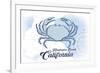 Huntington Beach, California - Crab - Blue - Coastal Icon-Lantern Press-Framed Art Print