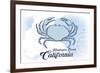 Huntington Beach, California - Crab - Blue - Coastal Icon-Lantern Press-Framed Art Print