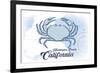 Huntington Beach, California - Crab - Blue - Coastal Icon-Lantern Press-Framed Art Print