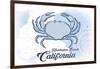 Huntington Beach, California - Crab - Blue - Coastal Icon-Lantern Press-Framed Premium Giclee Print