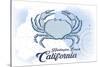 Huntington Beach, California - Crab - Blue - Coastal Icon-Lantern Press-Stretched Canvas