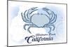 Huntington Beach, California - Crab - Blue - Coastal Icon-Lantern Press-Mounted Art Print