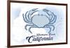 Huntington Beach, California - Crab - Blue - Coastal Icon-Lantern Press-Framed Art Print