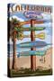 Huntington Beach, California - Destination Sign-Lantern Press-Stretched Canvas