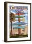 Huntington Beach, California - Destination Sign-Lantern Press-Framed Art Print