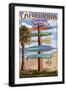 Huntington Beach, California - Destination Sign-Lantern Press-Framed Art Print