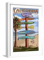 Huntington Beach, California - Destination Sign-Lantern Press-Framed Art Print