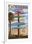 Huntington Beach, California - Destination Sign-Lantern Press-Framed Art Print