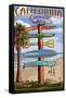 Huntington Beach, California - Destination Sign-Lantern Press-Framed Stretched Canvas