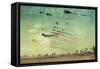 Huntington Beach, California - Kites and Beach-Lantern Press-Framed Stretched Canvas