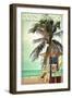 Huntington Beach, California - Lifeguard Shack and Palm-Lantern Press-Framed Art Print