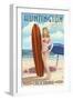 Huntington Beach, California - Pinup Surfer Girl-Lantern Press-Framed Art Print