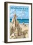 Huntington Beach, California - Sand Castle-Lantern Press-Framed Art Print