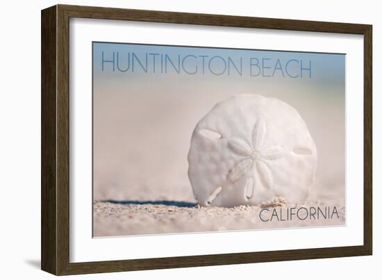 Huntington Beach, California - Sand Dollar and Beach-Lantern Press-Framed Art Print