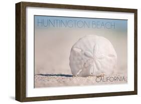 Huntington Beach, California - Sand Dollar and Beach-Lantern Press-Framed Art Print