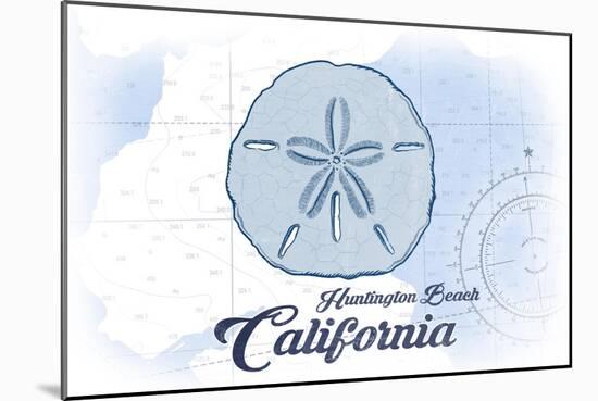 Huntington Beach, California - Sand Dollar - Blue - Coastal Icon-Lantern Press-Mounted Art Print