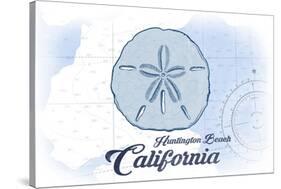 Huntington Beach, California - Sand Dollar - Blue - Coastal Icon-Lantern Press-Stretched Canvas