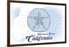 Huntington Beach, California - Sand Dollar - Blue - Coastal Icon-Lantern Press-Framed Art Print