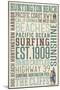 Huntington Beach, California - Typography-Lantern Press-Mounted Art Print