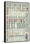 Huntington Beach, California - Typography-Lantern Press-Framed Stretched Canvas