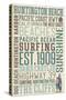 Huntington Beach, California - Typography-Lantern Press-Stretched Canvas