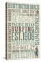 Huntington Beach, California - Typography-Lantern Press-Stretched Canvas