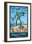 Huntington Beach, California vs. The Atlantean Invaders-Lantern Press-Framed Art Print