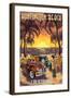 Huntington Beach, California - Woodies and Sunset-Lantern Press-Framed Art Print