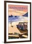 Huntington Beach, California - Woody on Beach-Lantern Press-Framed Art Print