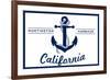 Huntington Harbour, California - Blue and White Anchor-Lantern Press-Framed Art Print