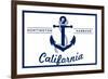 Huntington Harbour, California - Blue and White Anchor-Lantern Press-Framed Premium Giclee Print
