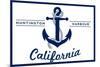 Huntington Harbour, California - Blue and White Anchor-Lantern Press-Mounted Premium Giclee Print