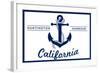 Huntington Harbour, California - Blue and White Anchor-Lantern Press-Framed Art Print