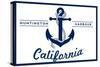 Huntington Harbour, California - Blue and White Anchor-Lantern Press-Stretched Canvas