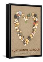 Huntington Harbour, California Is Where My Heart Is - Stone Heart on Sand-Lantern Press-Framed Stretched Canvas