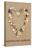 Huntington Harbour, California Is Where My Heart Is - Stone Heart on Sand-Lantern Press-Stretched Canvas