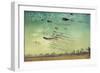 Huntington Harbour, California - Kites and Beach-Lantern Press-Framed Art Print