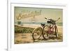 Huntington Harbour, California - Life is a Beautiful Ride - Beach Cruiser-Lantern Press-Framed Premium Giclee Print