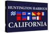 Huntington Harbour, California - Nautical Flags-Lantern Press-Stretched Canvas