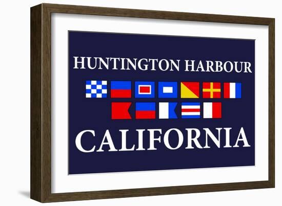 Huntington Harbour, California - Nautical Flags-Lantern Press-Framed Art Print