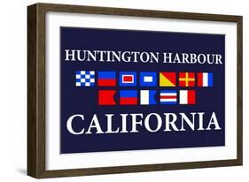 Huntington Harbour, California - Nautical Flags-Lantern Press-Framed Art Print